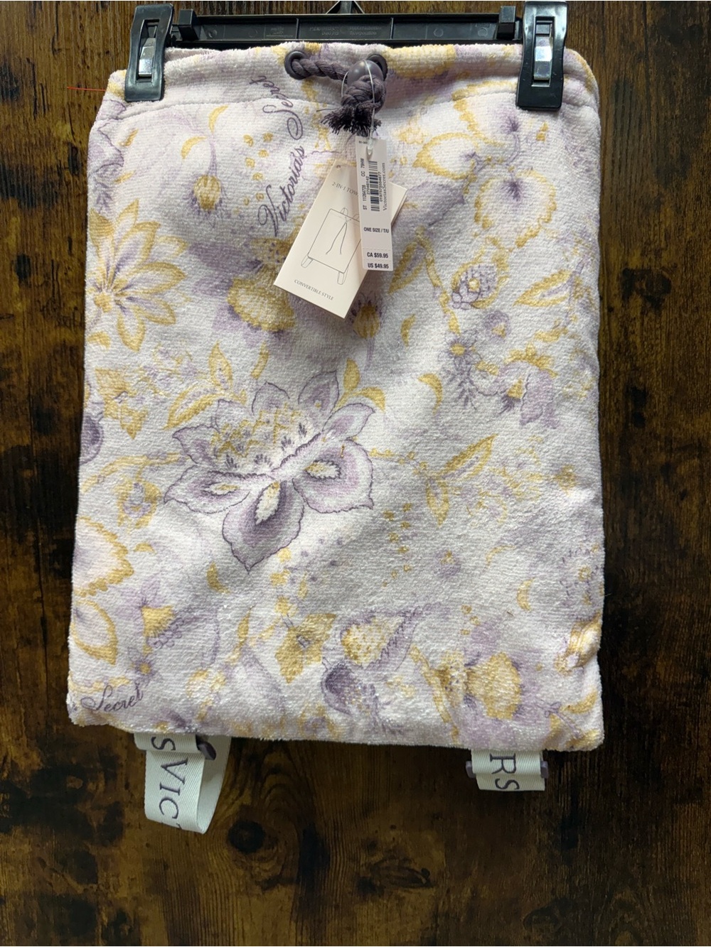 Victoria's Secret Lavender & Gold Floral Plush 2 in 1 beach towel